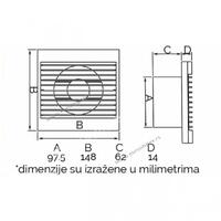 ASPIRATOR-VENTILATOR ZA KUPATILO fi100mm 550201 Biton