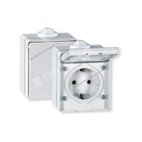 Prikljucnica dvopolna OG plast. IP54 16A 250V bela 201 Aling