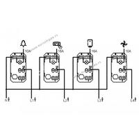 900301.2 Indikator za kupatilo sa CETIRI sklopke 4M (SVETLO VENTILATOR GREJALICA BOJLER) 2X10AX 2X16AX Signal bela Nopal Lux Primera