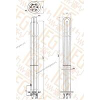 GREJAC KOTLA 6000W EI NIŠ 3x2000W l=380mm fi8,1 IEGK017 K007.8
